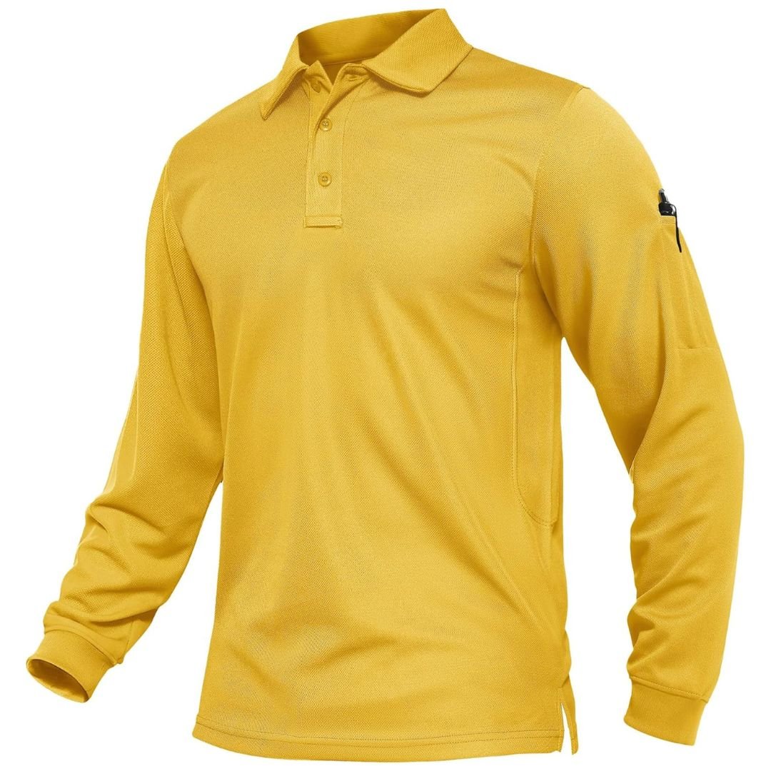 Men's Long Sleeve Quick Dry Tactical Performance Polo Shirt