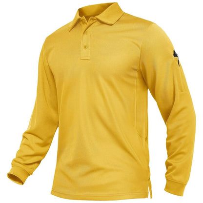 Men's Long Sleeve Quick Dry Tactical Performance Polo Shirt