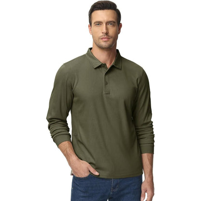 Men's Long Sleeve Quick Dry Tactical Performance Polo Shirt
