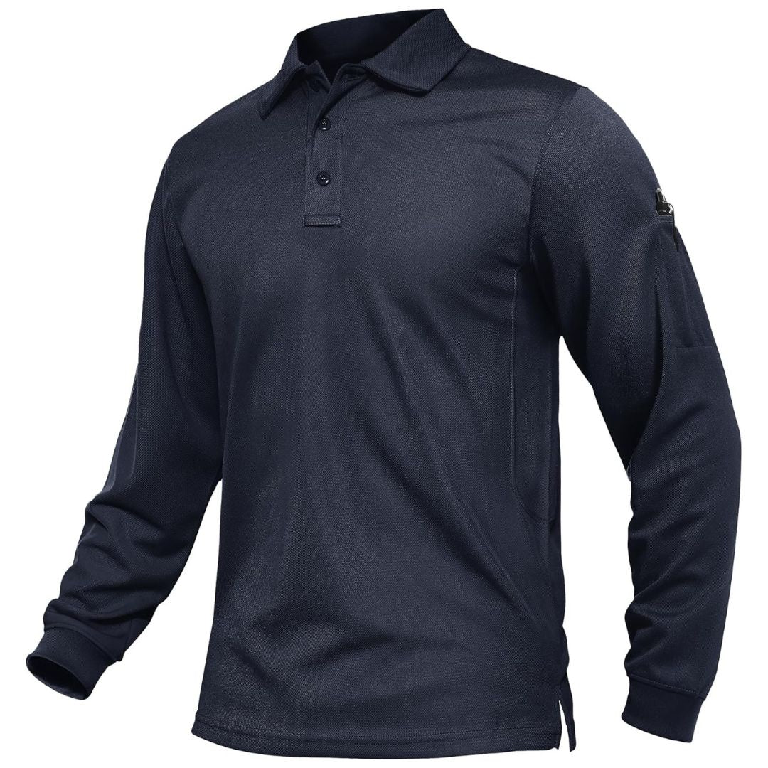 Men's Long Sleeve Quick Dry Tactical Performance Polo Shirt