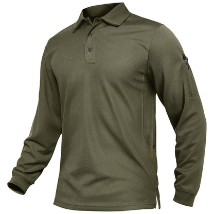 Men's Long Sleeve Quick Dry Tactical Performance Polo Shirt