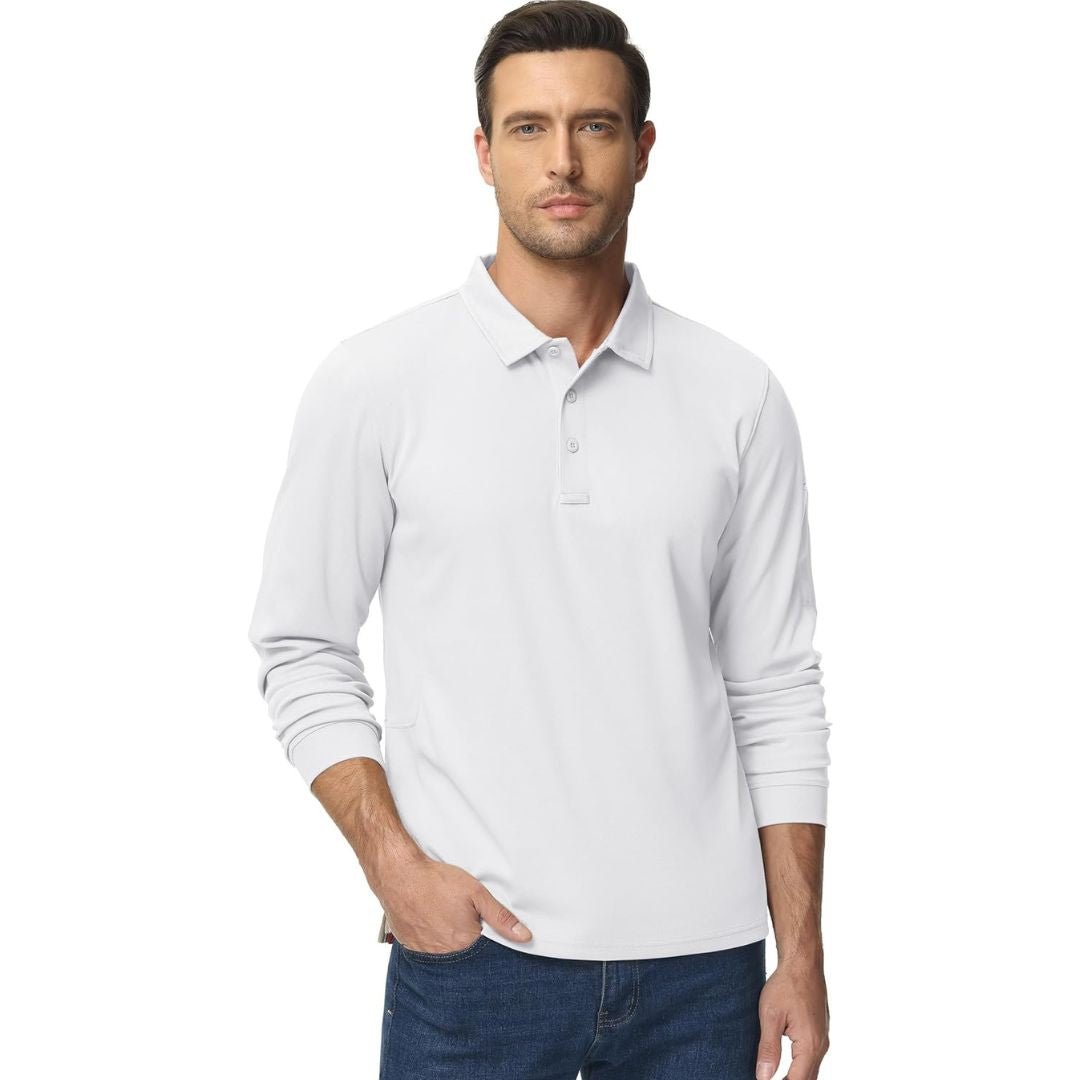 Men's Long Sleeve Quick Dry Tactical Performance Polo Shirt