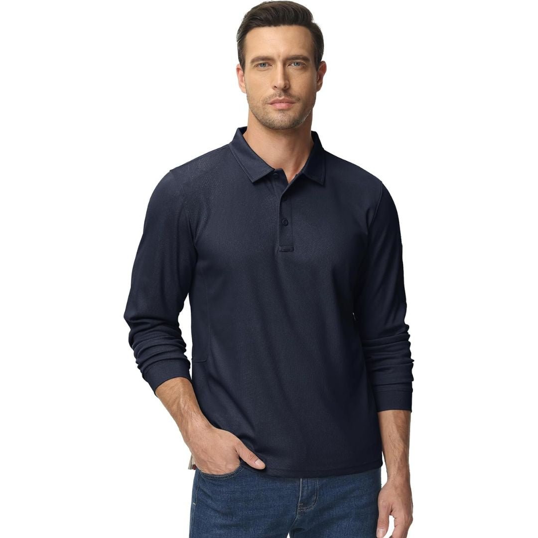 Men's Long Sleeve Quick Dry Tactical Performance Polo Shirt