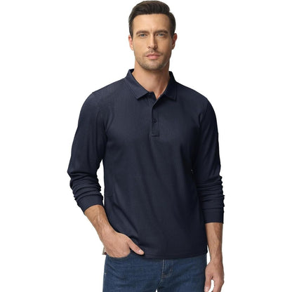 Men's Long Sleeve Quick Dry Tactical Performance Polo Shirt