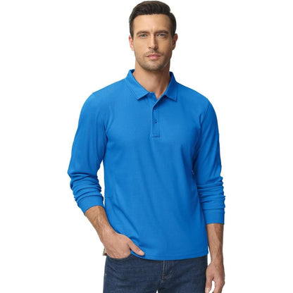 Men's Long Sleeve Quick Dry Tactical Performance Polo Shirt
