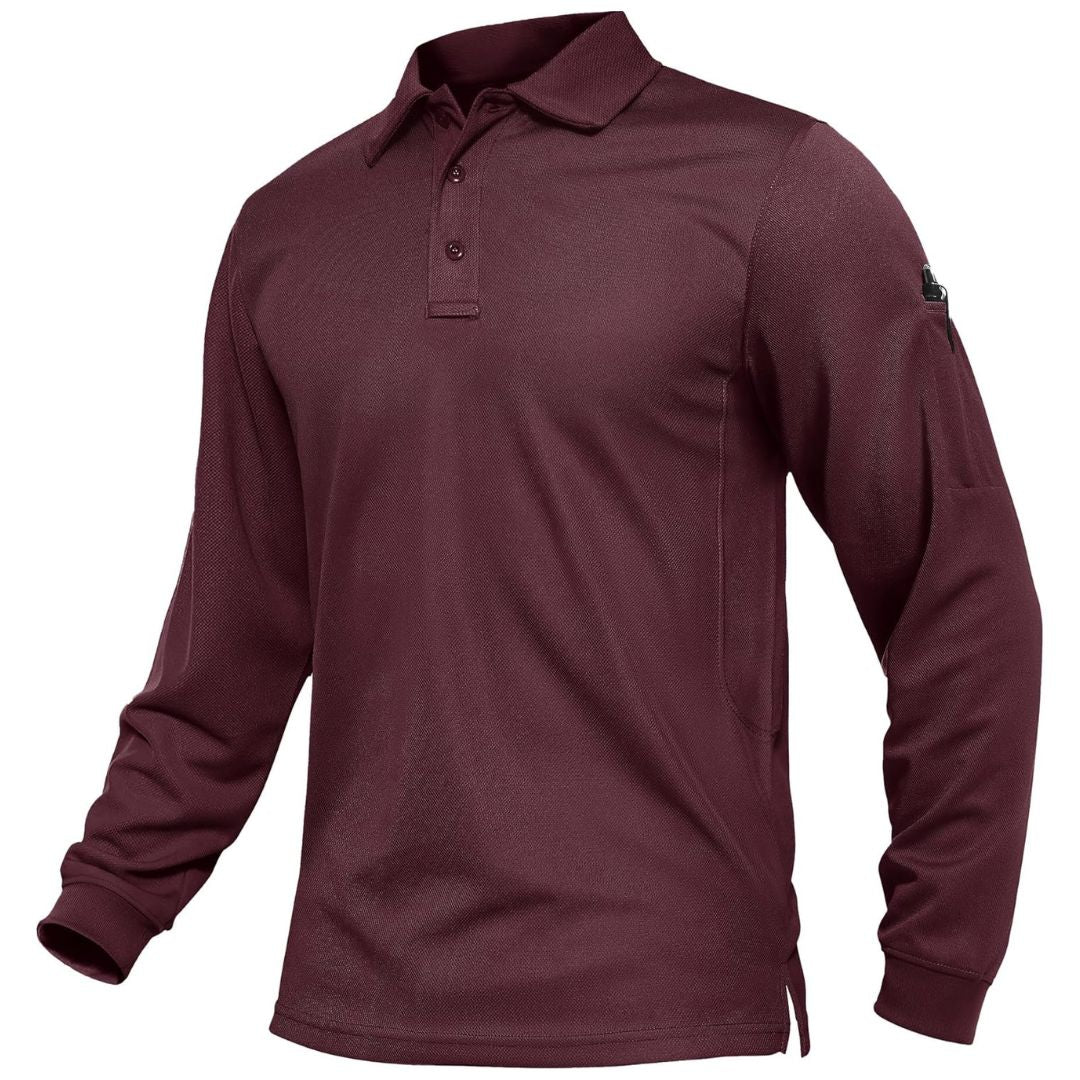 Men's Long Sleeve Quick Dry Tactical Performance Polo Shirt