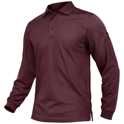Men's Long Sleeve Quick Dry Tactical Performance Polo Shirt
