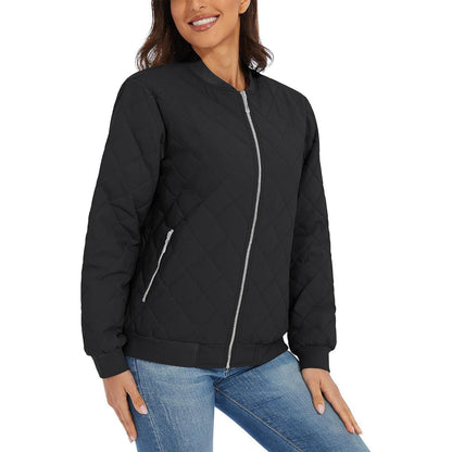 Women's Diamond Quilted Jackets Lightweight Casual Bomber Jacket