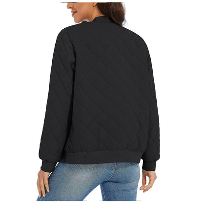 Women's Diamond Quilted Jackets Lightweight Casual Bomber Jacket