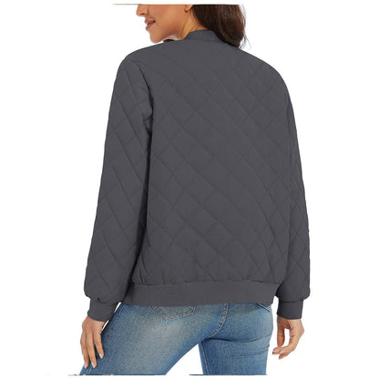 Women's Diamond Quilted Jackets Lightweight Casual Bomber Jacket