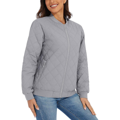 Women's Diamond Quilted Jackets Lightweight Casual Bomber Jacket