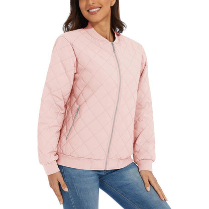 Women's Diamond Quilted Jackets Lightweight Casual Bomber Jacket