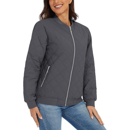 Women's Diamond Quilted Jackets Lightweight Casual Bomber Jacket