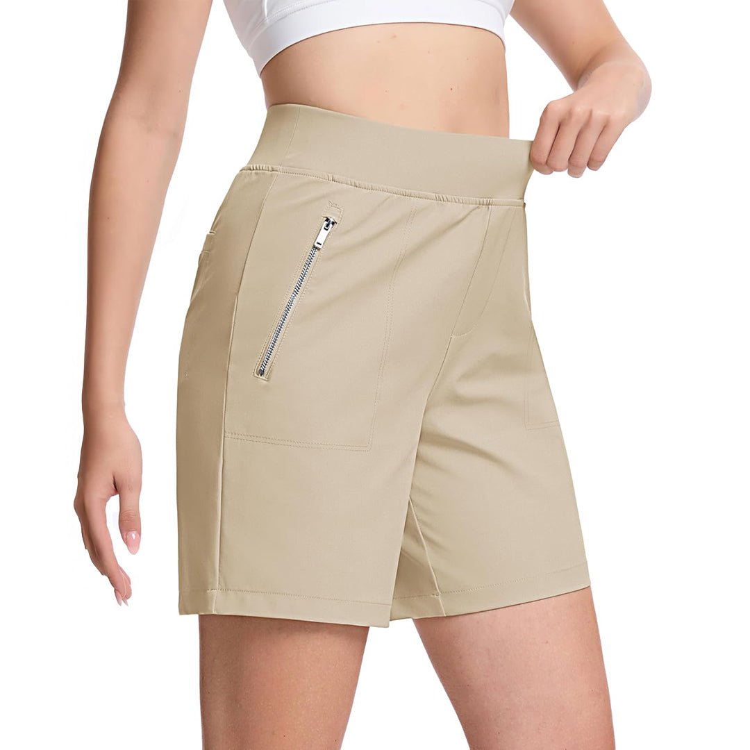 Women's High Waisted Hiking Shorts with Zippers