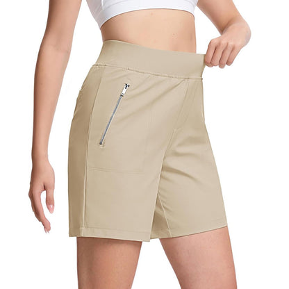 Women's High Waisted Hiking Shorts with Zippers
