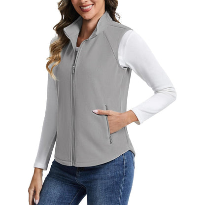 Women's Lightweight Full Zip Outerwear Warm Fleece Vest