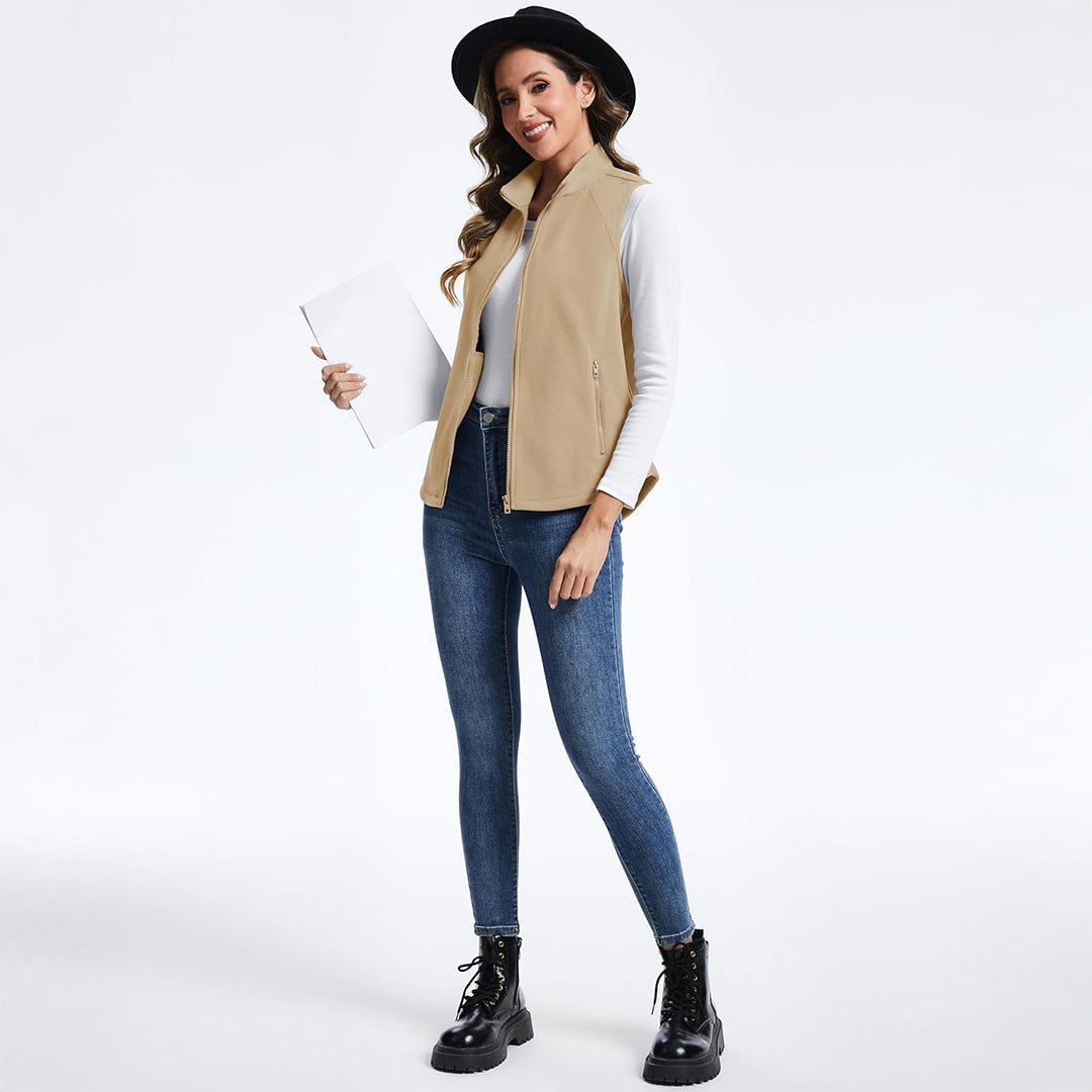 Women's Lightweight Full Zip Outerwear Warm Fleece Vest