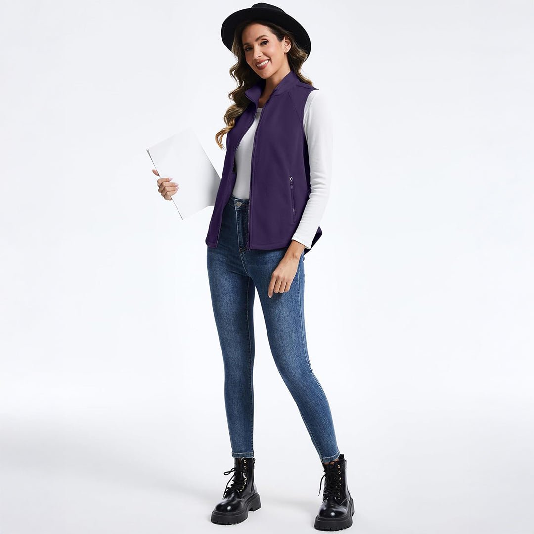 Women's Lightweight Full Zip Outerwear Warm Fleece Vest