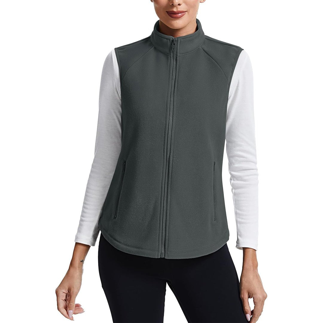 Women's Lightweight Full Zip Outerwear Warm Fleece Vest