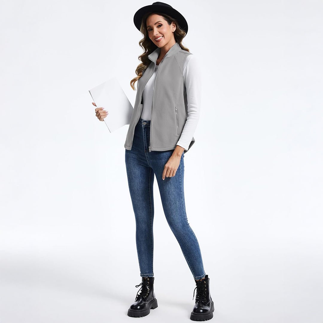 Women's Lightweight Full Zip Outerwear Warm Fleece Vest
