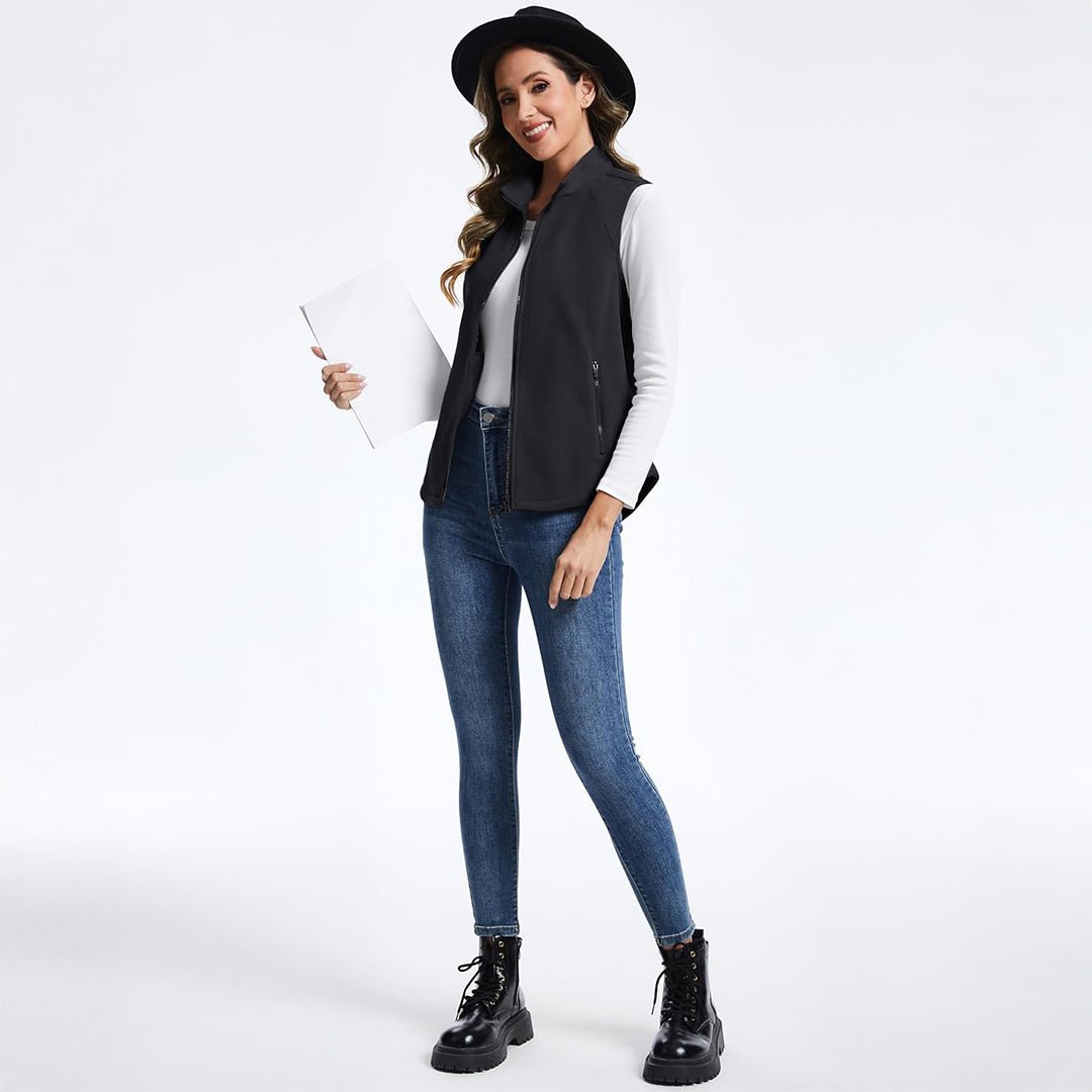 Women's Lightweight Full Zip Outerwear Warm Fleece Vest