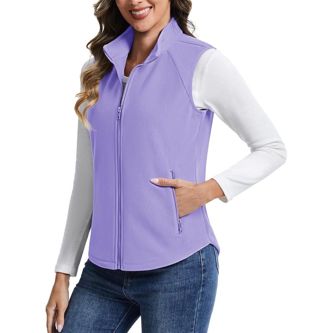Women's Lightweight Full Zip Outerwear Warm Fleece Vest