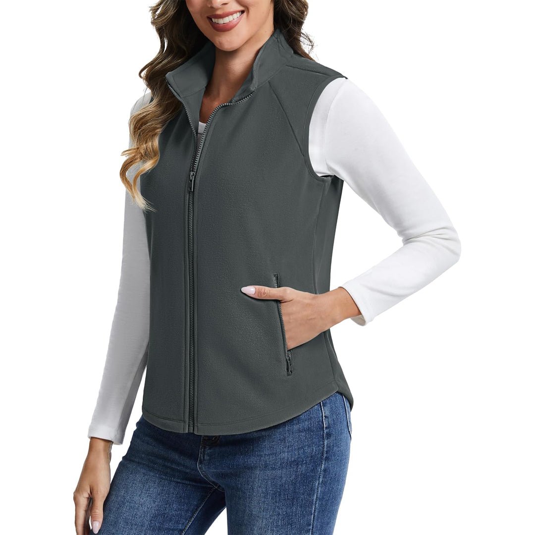 Women's Lightweight Full Zip Outerwear Warm Fleece Vest
