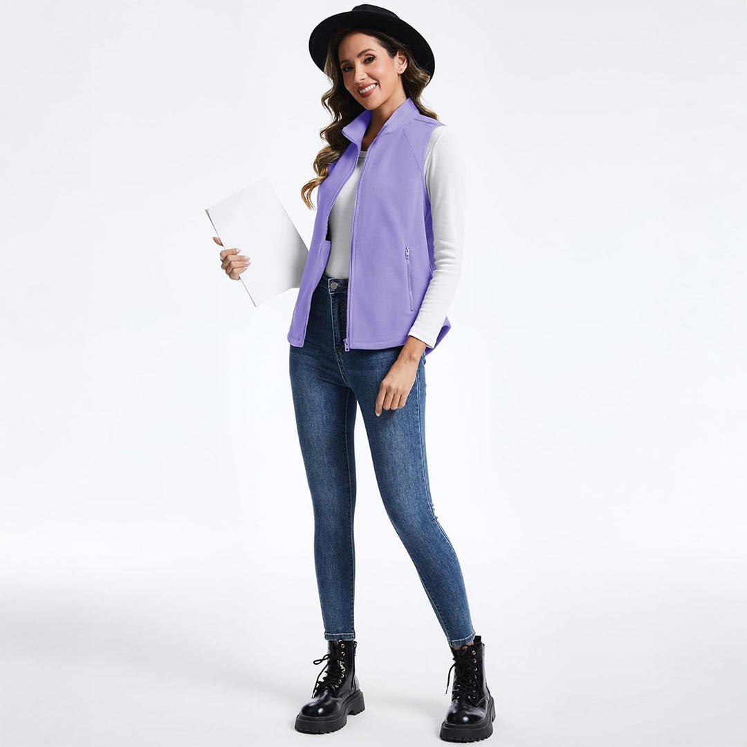 Women's Lightweight Full Zip Outerwear Warm Fleece Vest
