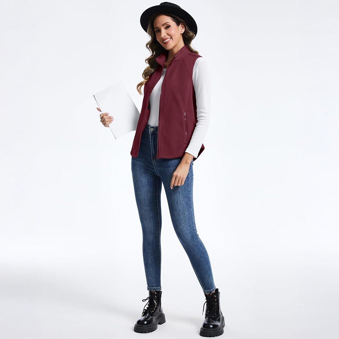 Women's Lightweight Full Zip Outerwear Warm Fleece Vest