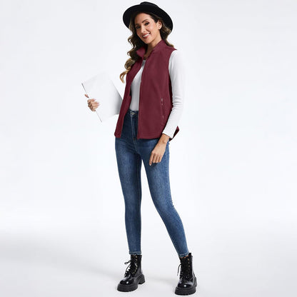 Women's Lightweight Full Zip Outerwear Warm Fleece Vest