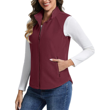 Women's Lightweight Full Zip Outerwear Warm Fleece Vest