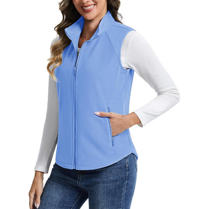 Women's Lightweight Full Zip Outerwear Warm Fleece Vest