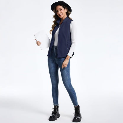 Women's Lightweight Full Zip Outerwear Warm Fleece Vest