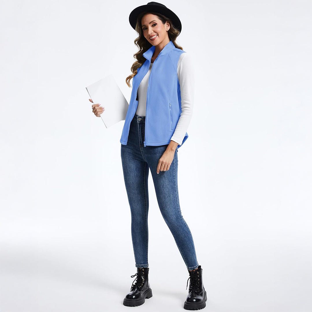 Women's Lightweight Full Zip Outerwear Warm Fleece Vest