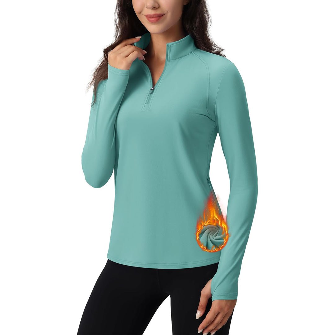 Women's Long Sleeve Quarter Zip Running Athletic Top
