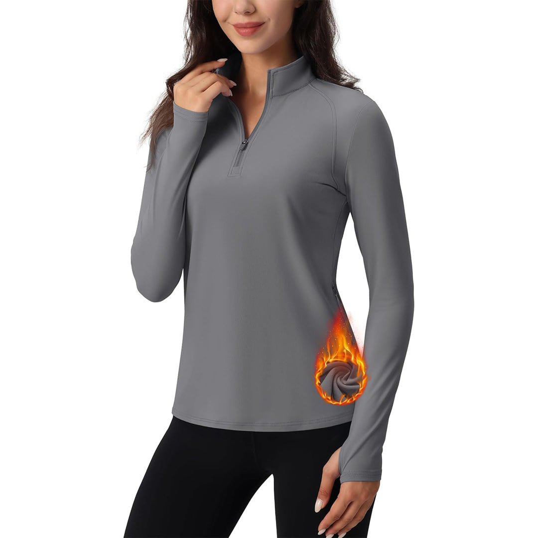 Women's Long Sleeve Quarter Zip Running Athletic Top