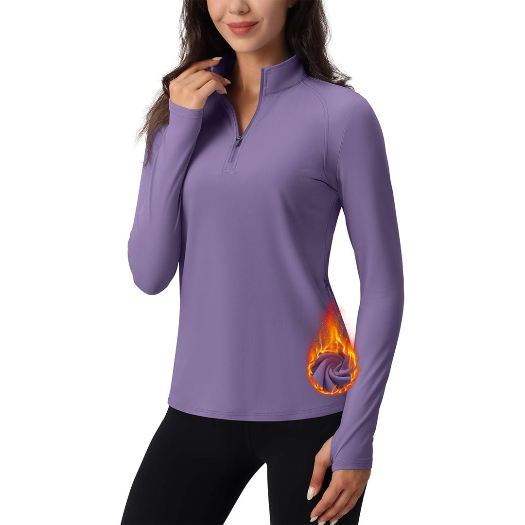 Women's Long Sleeve Quarter Zip Running Athletic Top