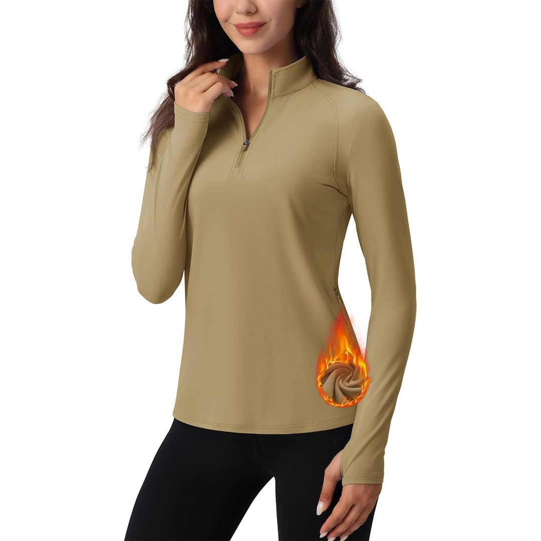 Women's Long Sleeve Quarter Zip Running Athletic Top