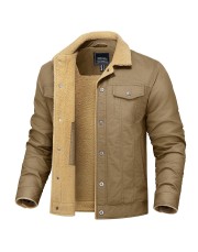 Men's Thick Thermal Sherpa Fleece Lined Cargo Jacket